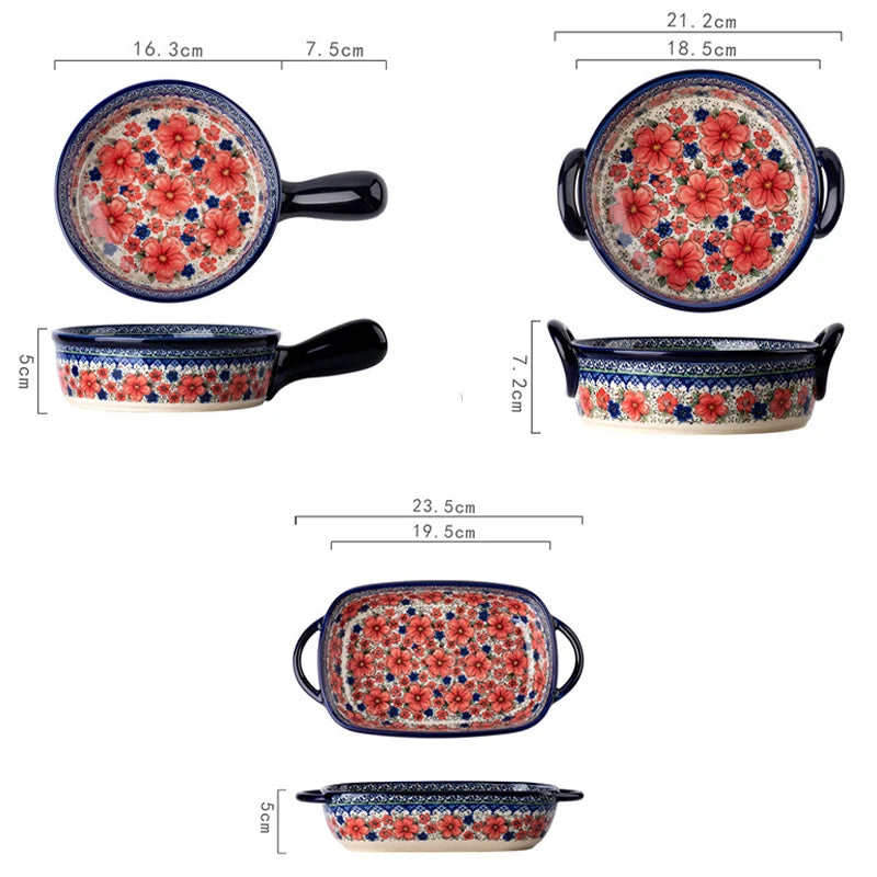Urban Nest Retro Ceramic Bakeware – Artistic Oven-to-Table Bowls with Handles