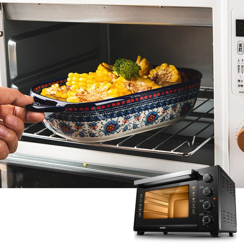 Urban Nest Retro Ceramic Bakeware – Artistic Oven-to-Table Bowls with Handles