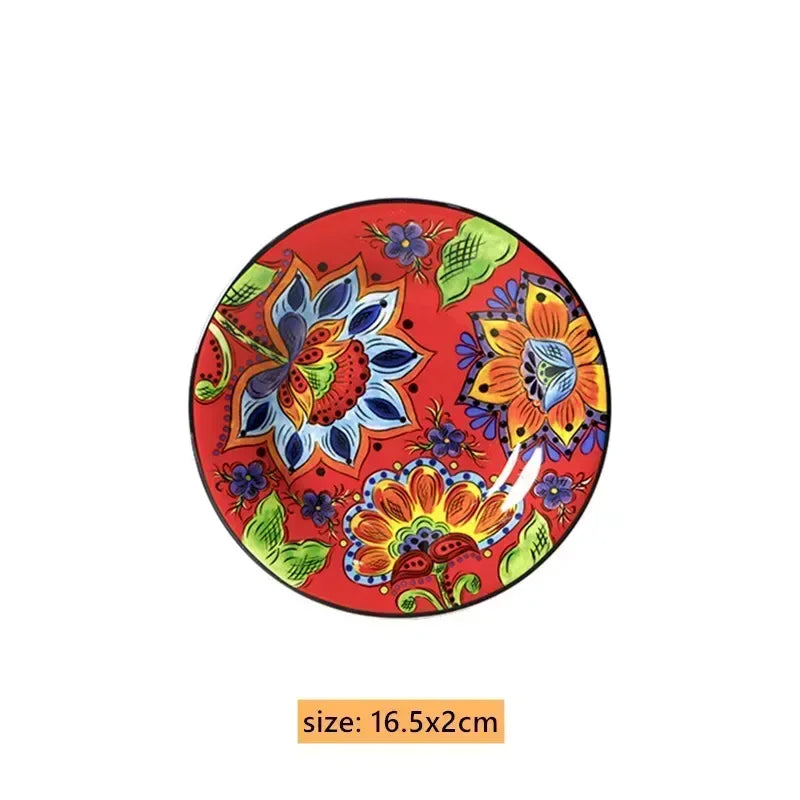 Hand-Painted European Ceramic Plates – 6.5" Artistic Dinnerware for Salads, Fruits & Everyday Dining