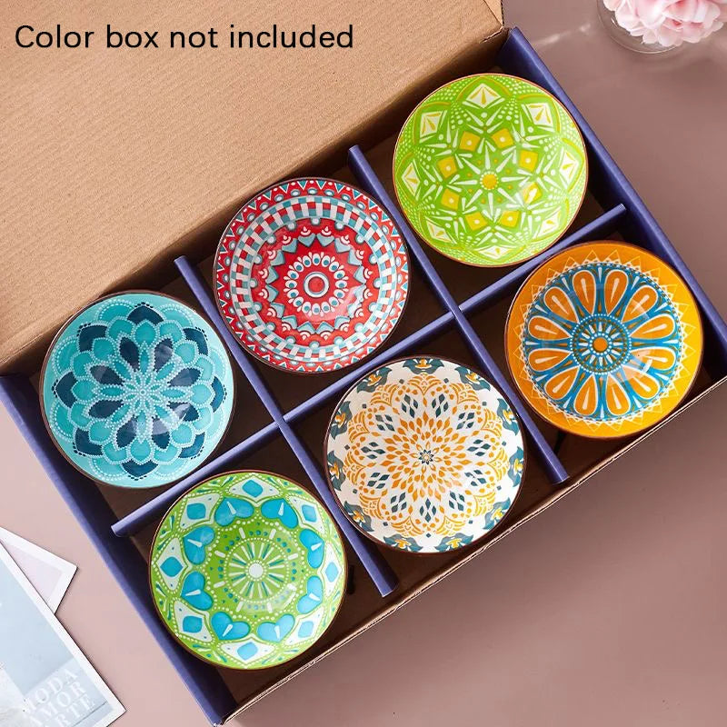 Urban Nest Bohemian Color Bowls – Vibrant Ceramic Rice Bowls for Stylish Dining