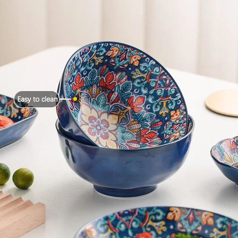 Bohemian Ceramic Bowls – Rice, Noodle & Soup