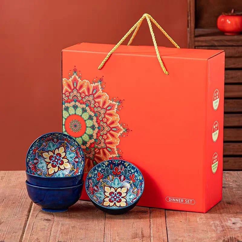 Bohemian Ceramic Bowls – Rice, Noodle & Soup