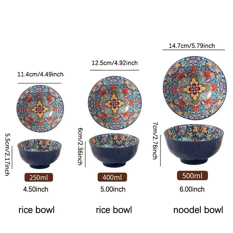 Bohemian Ceramic Bowls – Rice, Noodle & Soup