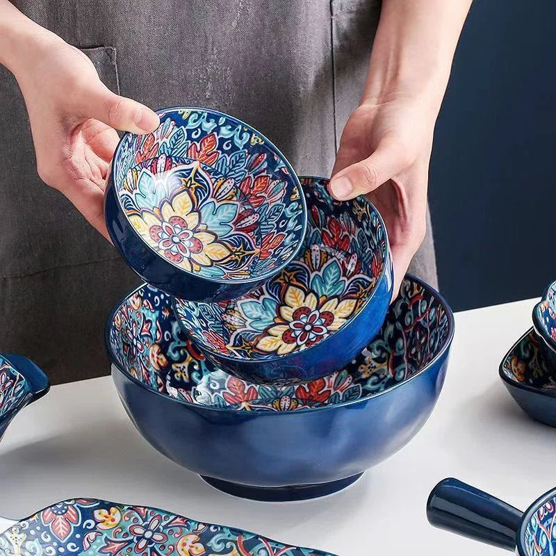 Bohemian Ceramic Bowls – Rice, Noodle & Soup