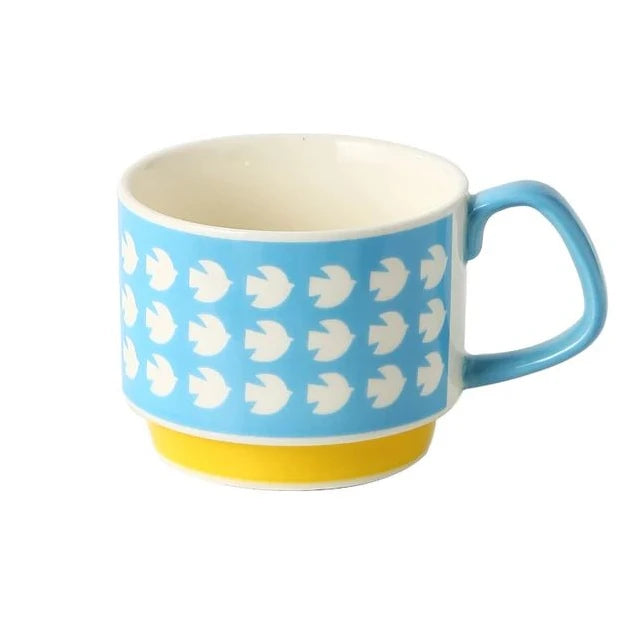 Retro Japanese Ceramic Coffee Mug Set – 300ml Colorful Hand-Painted Cups