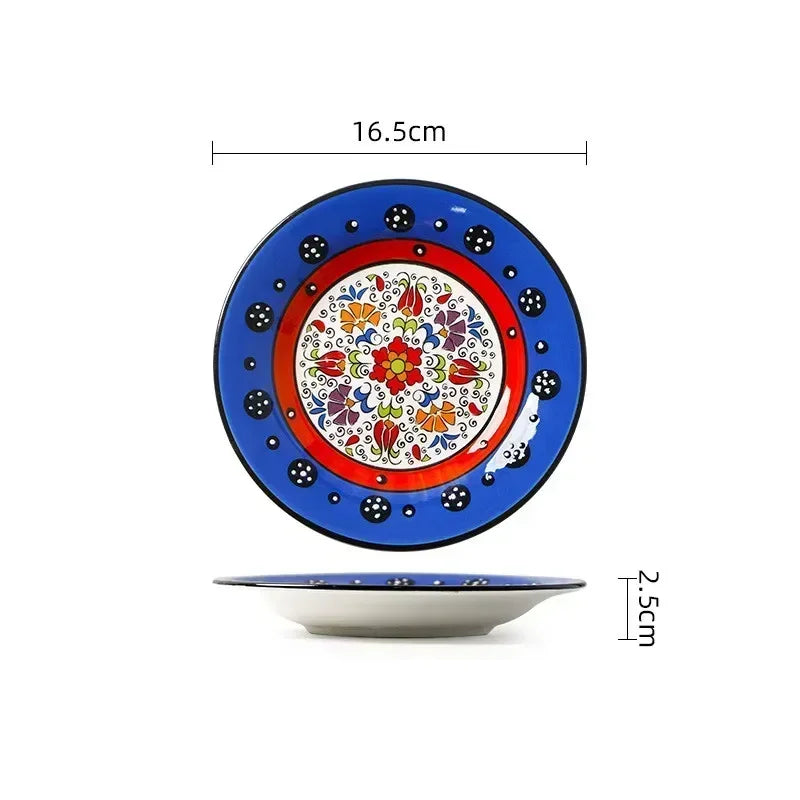 Hand-Painted European Ceramic Plates – 6.5" Artistic Dinnerware for Salads, Fruits & Everyday Dining