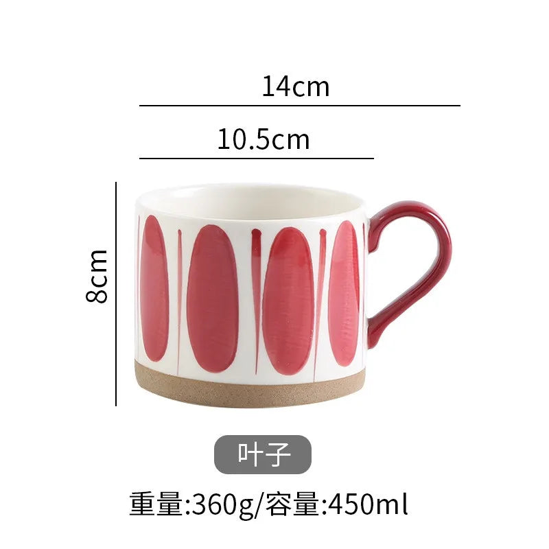 Japan Style Ceramic Mug – 450ml Hand-Painted Underglaze Coffee & Tea Cup