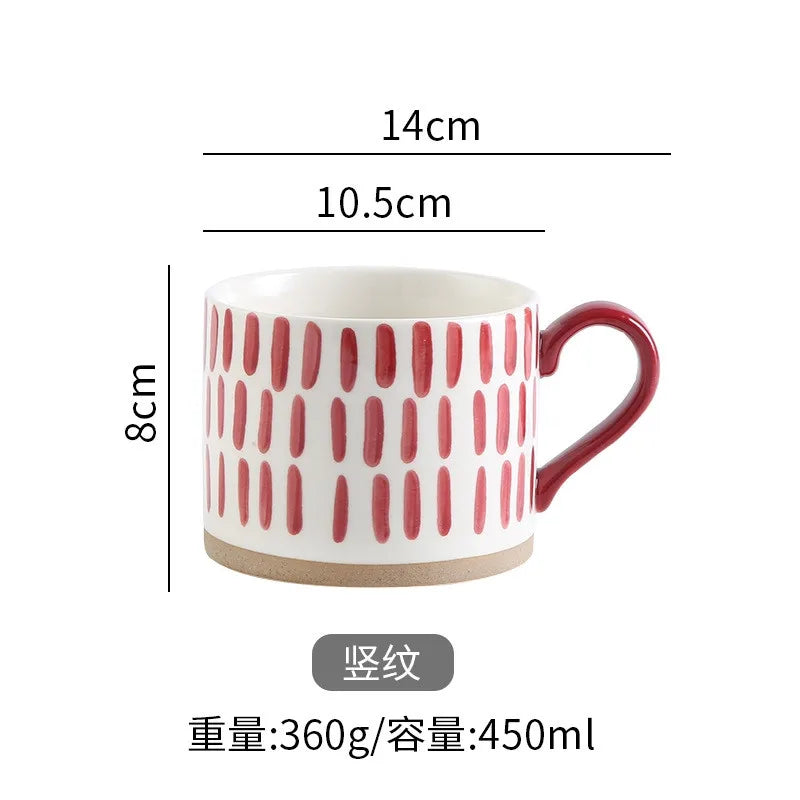 Japan Style Ceramic Mug – 450ml Hand-Painted Underglaze Coffee & Tea Cup