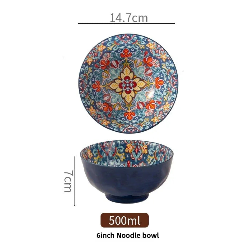 Bohemian Ceramic Bowls – Rice, Noodle & Soup