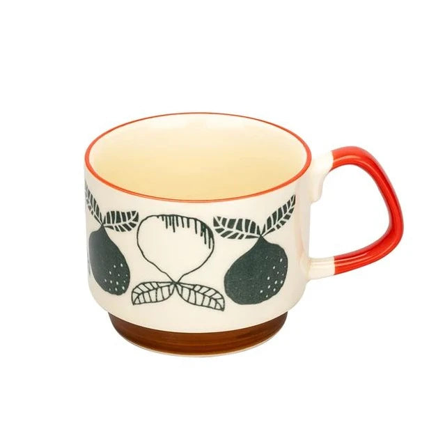 Retro Japanese Ceramic Coffee Mug Set – 300ml Colorful Hand-Painted Cups