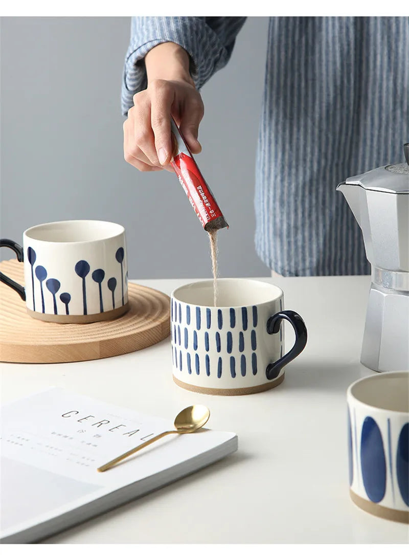 Japan Style Ceramic Mug – 450ml Hand-Painted Underglaze Coffee & Tea Cup