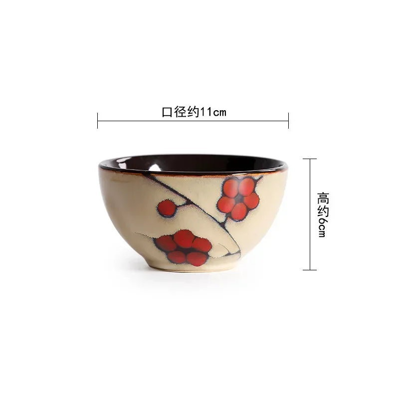 Hand-Painted Japanese Plum Blossom Ceramic Plates & Bowls – Artistic Tableware for Modern Dining