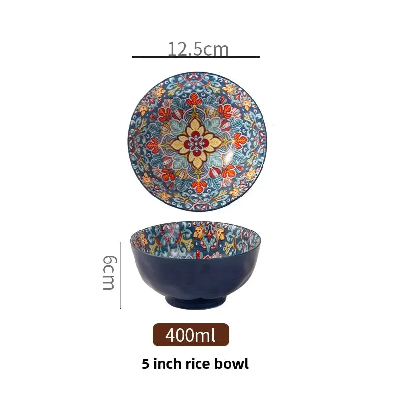 Bohemian Ceramic Bowls – Rice, Noodle & Soup