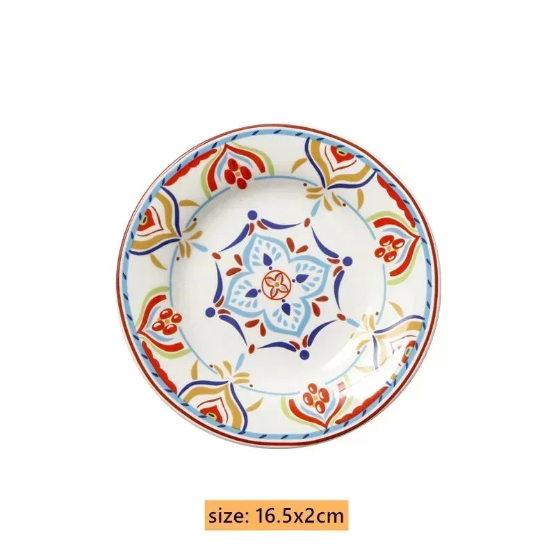 Hand-Painted European Ceramic Plates – 6.5" Artistic Dinnerware for Salads, Fruits & Everyday Dining